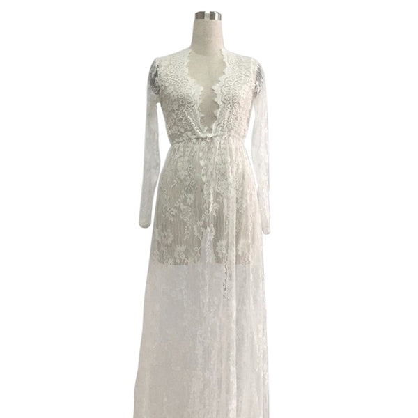 Floral Lace Ankle Length Maternity Dress