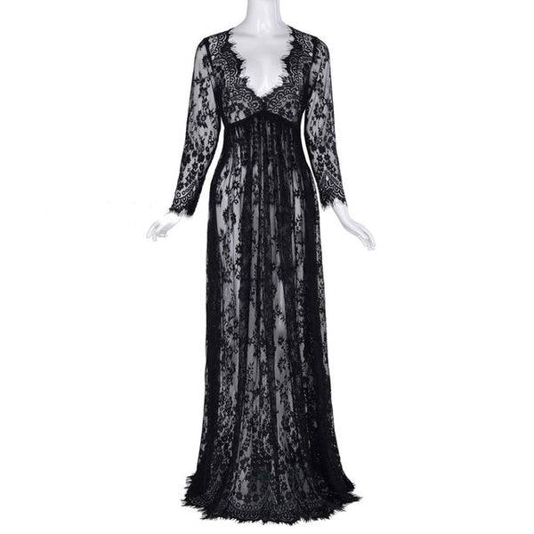 Floral Lace Ankle Length Maternity Dress