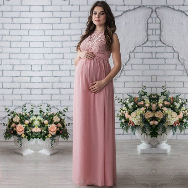 White Sleeveless Ankle Length Maternity Dress
