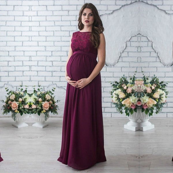 White Sleeveless Ankle Length Maternity Dress