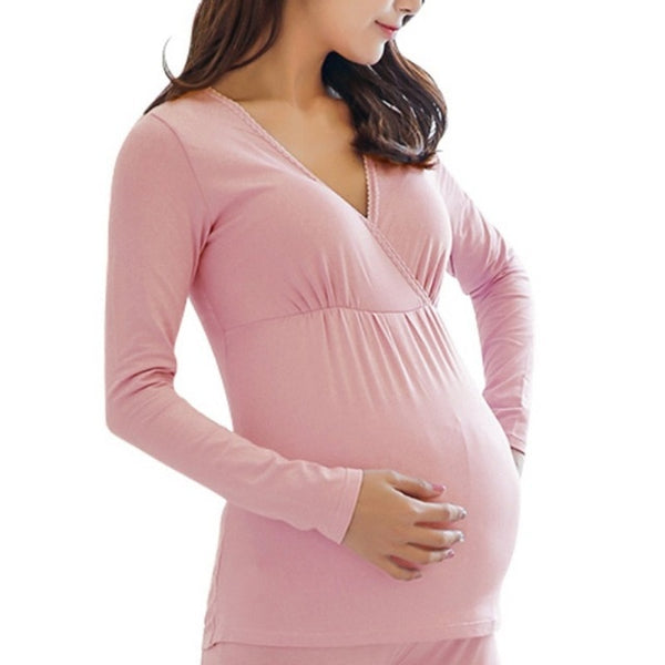 Cotton Long Sleeve Nursing Clothes Winter Nursing Pajamas Pregnant Pyjama Breastfeeding Pregnancy Gravidity Nightgrown