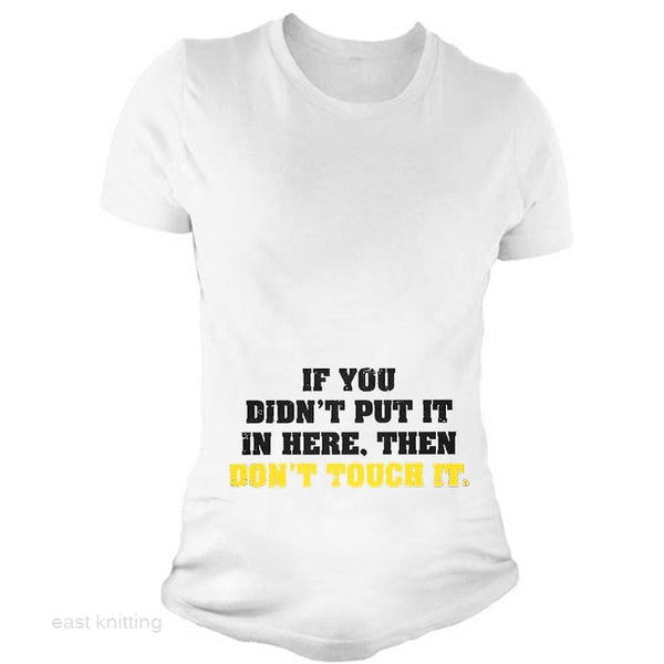 YF0012 New Fashion Pregnancy Women T Shirt Funny Print Maternity White Top Tees