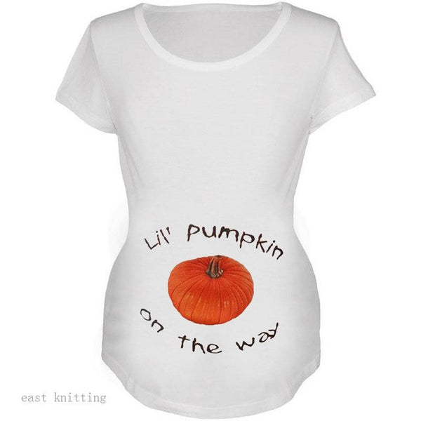 YF0007 New Pumpkin Print Women Maternity T shirt Funny Halloween Pregnancy Tops