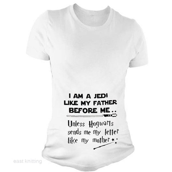 YF0020 Funny Spells Print Maternity T-shirt Pregnant Woman Round Neck Tops